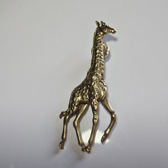 Vintage Gold Tone Large Giraffe Pin Brooch - Picture 9 of 9